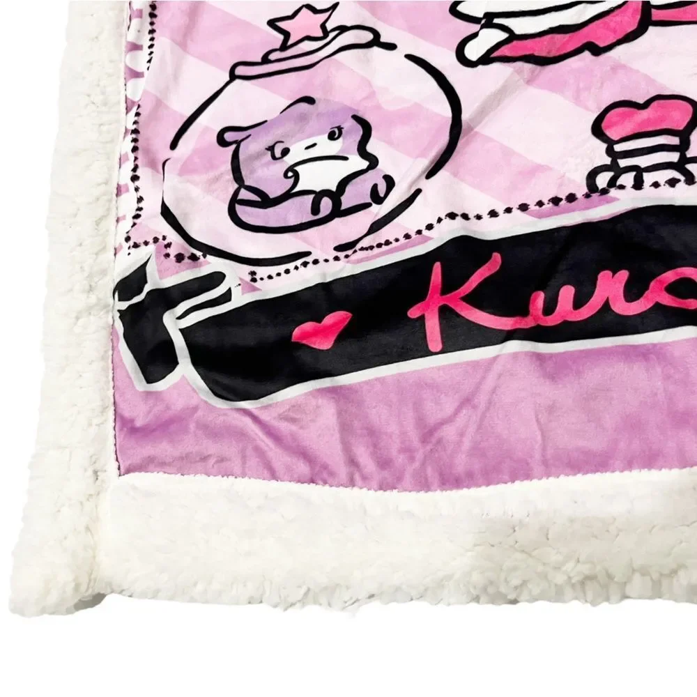 Sanrio Kuromi Pink Cream Small Sherpa, Minky Blanket Throw